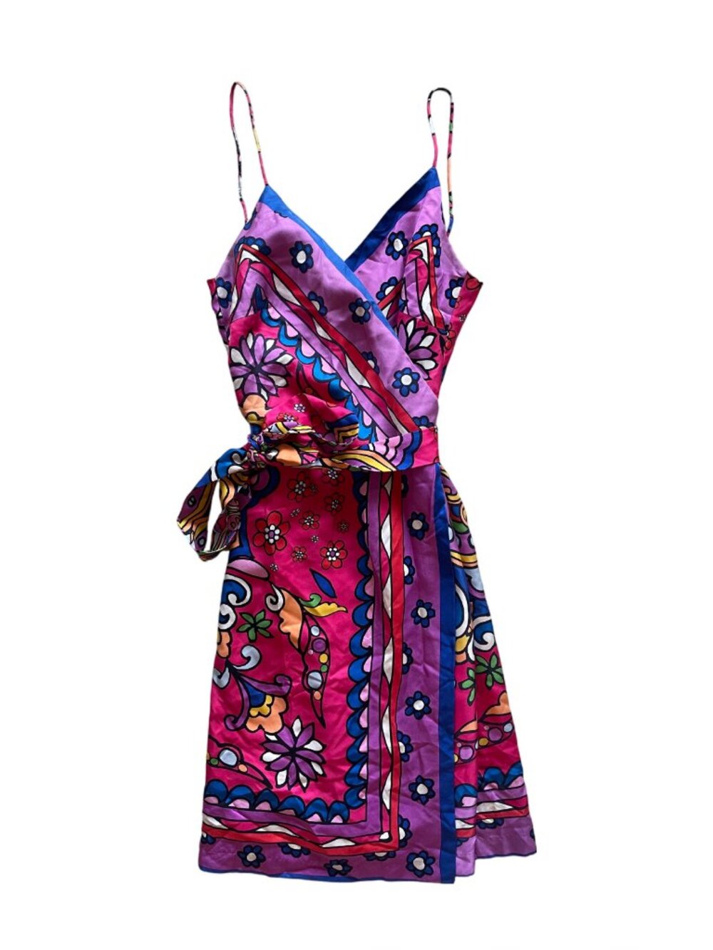 Tibi Wrap Silk Psychedelic Floral Print Dress (Pucci-Style!)